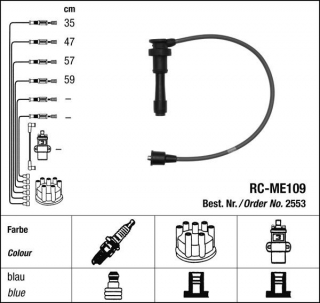 Zapalovací kabely NGK Mitsubishi Lancer 1.8 GTi (08.93-02.96) RC-ME109 2553 (sada)