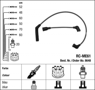 Zapalovací kabely NGK Mitsubishi Pajero 3.0 (03.91-10.97) RC-ME61 8648 (sada)