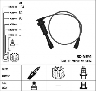 Zapalovací kabely NGK Mitsubishi Pajero 3.5 (11.93-10.97) RC-ME95 5074 (sada)