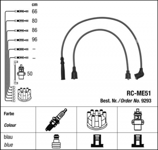 Zapalovací kabely NGK Mitsubishi Shogun 2.6 (01.84-02.91) RC-ME51 9293 (sada)