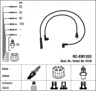 Zapalovací kabely NGK Mitsubishi Space 1.8 Wagon (10.83-04.91) RC-EM1203 9120 (sada)