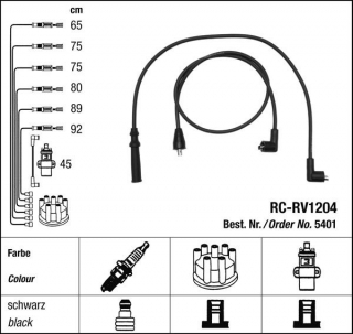 Zapalovací kabely NGK Nissan 240K 2.4 (09.78-10.84) RC-RV1204 5401 (sada)