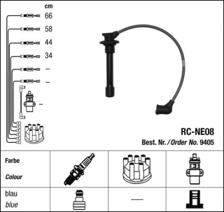 Zapalovací kabely NGK Nissan Almera 1.4 (07.95-03.00) RC-NE08 9405 (sada)