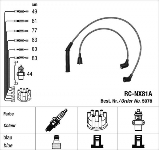 Zapalovací kabely NGK Nissan Laurel 2.0 () RC-NX81A 5076 (sada)