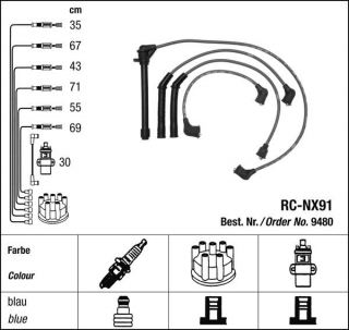 Zapalovací kabely NGK Nissan Maxima 3.0 (12.88-09.94) RC-NX91 9480 (sada)