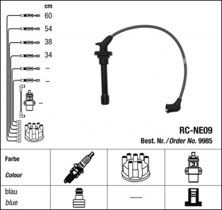 Zapalovací kabely NGK Nissan Micra 1.3 (08.92-08.00) RC-NE09 9985 (sada)