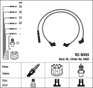 Zapalovací kabely NGK Nissan Pick Up 2.4 (05.92-12.94) RC-NX93 9482 (sada)