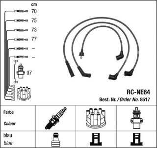 Zapalovací kabely NGK Nissan Prairie 2.0 (06.86-09.88) RC-NE64 8517 (sada)
