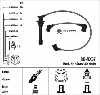 Zapalovací kabely NGK Nissan Sunny 1.4 (10.90-06.95) RC-NX07 9459 (sada)