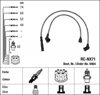 Zapalovací kabely NGK Nissan Sunny 1.5 (03.82-10.88) RC-NX71 9464 (sada)