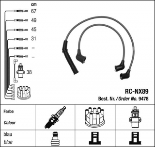 Zapalovací kabely NGK Nissan Sunny 1.6 (07.86-09.90) RC-NX89 9478 (sada)