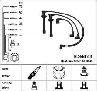 Zapalovací kabely NGK Nissan Sunny 2.0 (10.90-06.95) RC-EN1201 349 (sada)