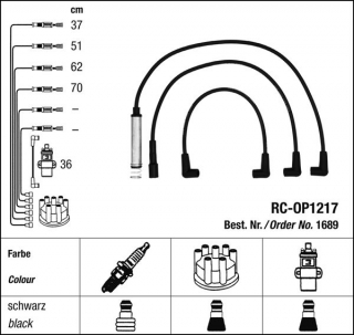 Zapalovací kabely NGK Opel Astra 1.6 (04.92-01.98) RC-OP1217 1689 (sada)