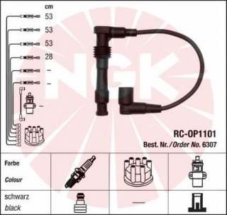 Zapalovací kabely NGK Opel Astra 1.6 (09.94-01.05) RC-OP1101 6307 (sada)
