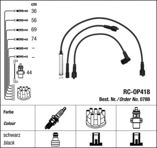 Zapalovací kabely NGK Opel Astra 2.0 GT (04.92-08.93) RC-OP418 788 (sada)