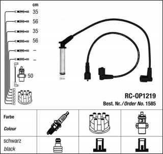 Zapalovací kabely NGK Opel Astra 2.0 GT (04.92-08.94) RC-OP1219 1585 (sada)
