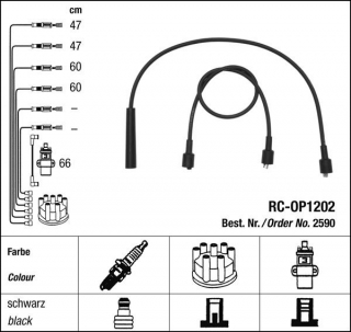 Zapalovací kabely NGK Opel Corsa 1.0 (09.82-08.90) RC-OP1202 2590 (sada)