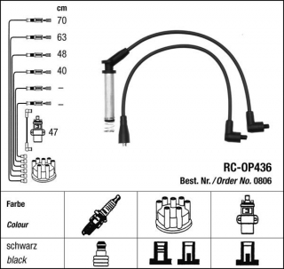Zapalovací kabely NGK Opel Corsa 1.2 (08.87-07.90) RC-OP436 806 (sada)