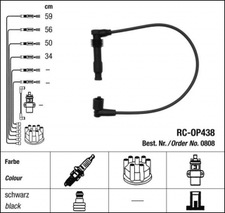 Zapalovací kabely NGK Opel Corsa 1.4 (04.98-07.00) RC-OP438 808 (sada)