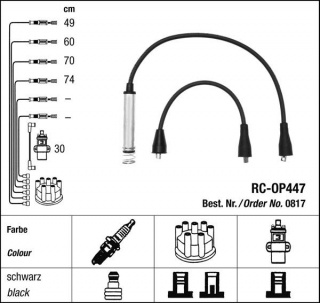 Zapalovací kabely NGK Opel Corsa 1.6 (08.88-03.93) RC-OP447 817 (sada)
