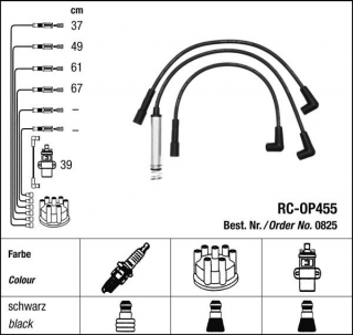 Zapalovací kabely NGK Opel Kadett 1.6 (09.86-08.91) RC-OP455 825 (sada)