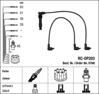 Zapalovací kabely NGK Opel Kadett 2.0 GSi (09.88-05.92) RC-OP203 768 (sada)