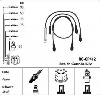 Zapalovací kabely NGK Opel Omega 2.0 (08.90-04.94) RC-OP412 782 (sada)
