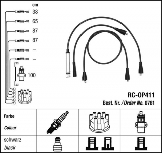 Zapalovací kabely NGK Opel Omega 2.0 (09.86-08.87) RC-OP411 781 (sada)