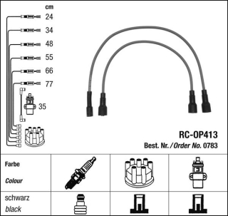 Zapalovací kabely NGK Opel Senator 2.5 (09.87-08.90) RC-OP413 783 (sada)