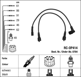 Zapalovací kabely NGK Opel Senator 2.6 (09.87-08.93) RC-OP414 784 (sada)