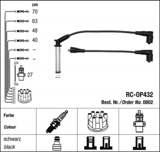 Zapalovací kabely NGK Opel Vectra 1.4 (08.88-07.92) RC-OP432 802 (sada)