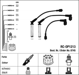 Zapalovací kabely NGK Opel Vectra 1.8 GT (08.88-07.89) RC-OP1213 8745 (sada)