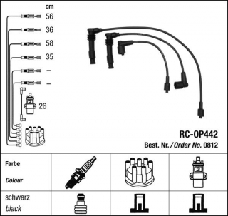 Zapalovací kabely NGK Opel Vectra 1.8 GT (08.88-07.89) RC-OP442 812 (sada)