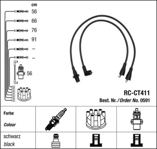 Zapalovací kabely NGK Peugeot 205 1.6 (02.83-06.94) RC-CT411 591 (sada)