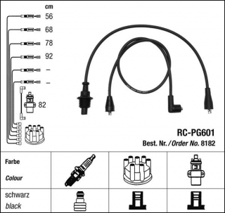 Zapalovací kabely NGK Peugeot 205 1.6 (02.83-06.94) RC-PG601 8182 (sada)