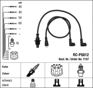 Zapalovací kabely NGK Peugeot 305 1.5 (03.86-08.89) RC-PG612 7157 (sada)