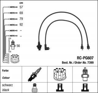 Zapalovací kabely NGK Peugeot 305 1.6 (11.82-12.88) RC-PG607 7399 (sada)