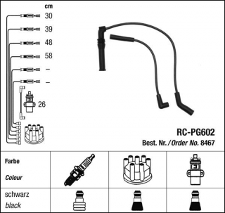 Zapalovací kabely NGK Peugeot 405 1.9 (06.87-07.92) RC-PG602 8467 (sada)