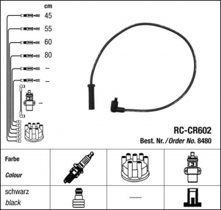 Zapalovací kabely NGK Peugeot 406 2.0 (11.96-01.99) RC-CR602 8480 (sada)