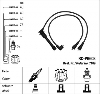 Zapalovací kabely NGK Peugeot 505 2.0 (10.85-08.91) RC-PG608 7109 (sada)
