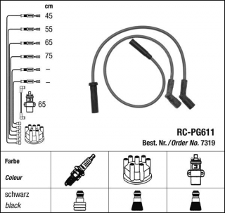 Zapalovací kabely NGK Peugeot 605 2.0 (10.90-06.94) RC-PG611 7319 (sada)