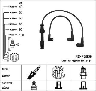 Zapalovací kabely NGK Peugeot 605 3.0 (07.97-06.00) RC-PG609 7111 (sada)