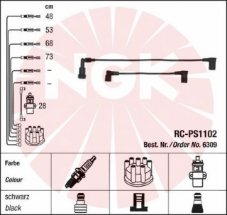 Zapalovací kabely NGK Porsche 944 2.5 (08.85-07.87) RC-PS1102 6309 (sada)