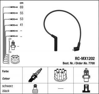 Zapalovací kabely NGK Proton Satira 1.3 (03.96-) RC-MX1202 7700 (sada)
