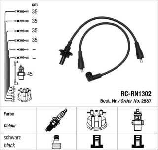 Zapalovací kabely NGK Renault 12 1.3 (02.73-06.80) RC-RN1302 2587 (sada)