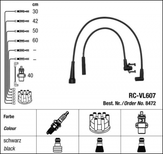 Zapalovací kabely NGK Renault 19 1.7 (07.88-04.92) RC-VL607 8472 (sada)