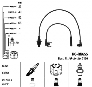 Zapalovací kabely NGK Renault 19 1.8 (10.91-02.97) RC-RN655 7190 (sada)