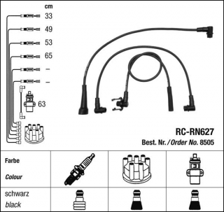 Zapalovací kabely NGK Renault 21 1.7 (04.86-09.95) RC-RN627 8505 (sada)