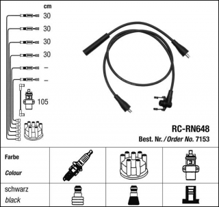 Zapalovací kabely NGK Renault 5 1.4 Turbo (04.85-01.92) RC-RN648 7153 (sada)