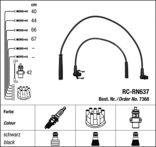 Zapalovací kabely NGK Renault 5 1.4 Turbo (08.85-09.89) RC-RN637 7368 (sada)